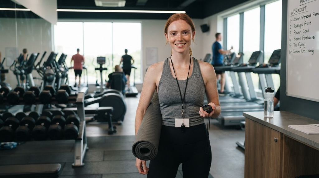 Anna 28 éves fitneszedző a teremben